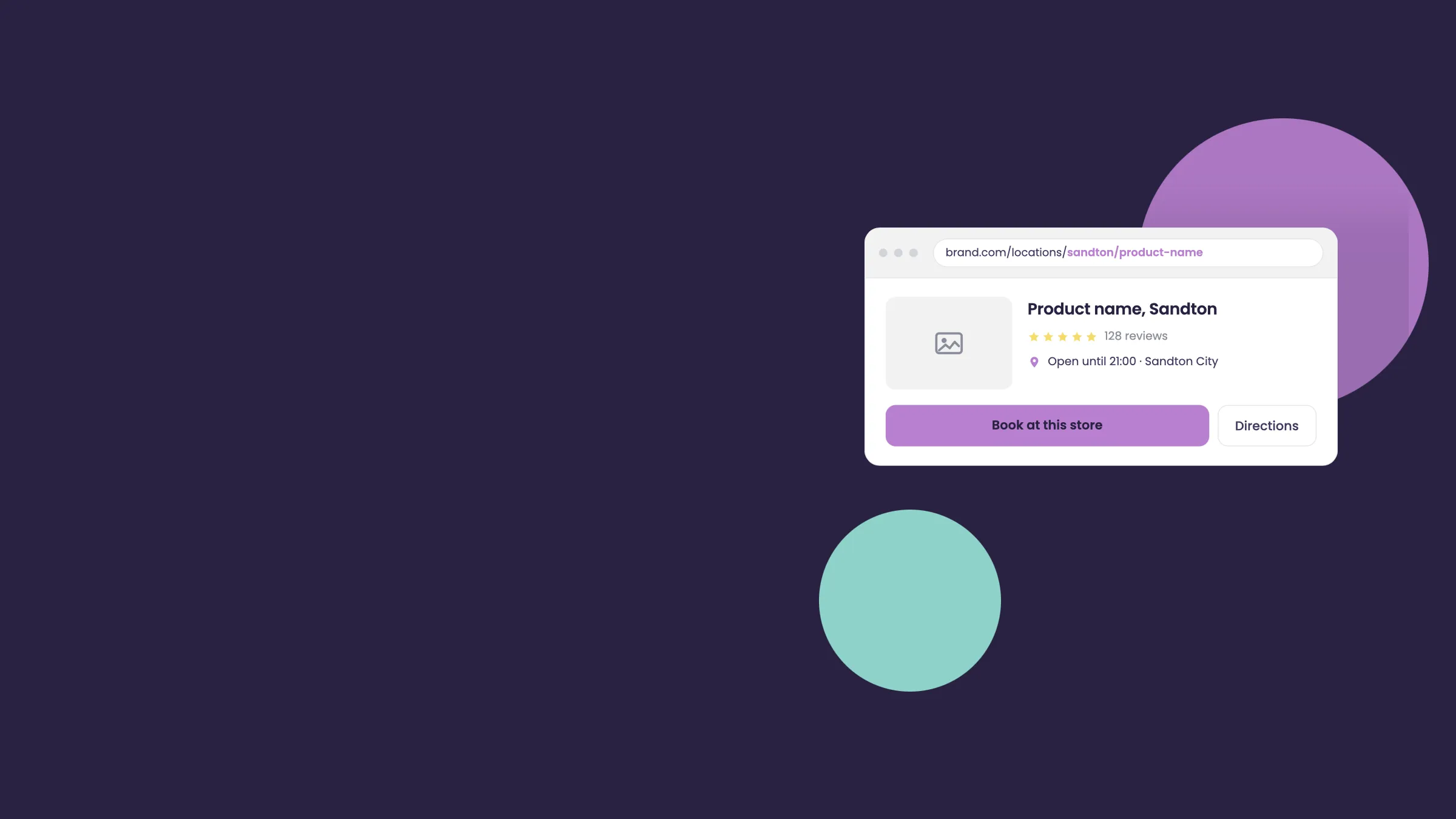 Product-level local page for a single store, showing product details, opening hours and customer reviews
