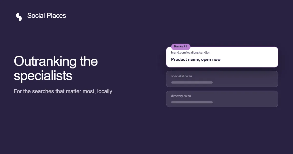 Social Places article card — product-level local pages help multi-location brands outrank specialists